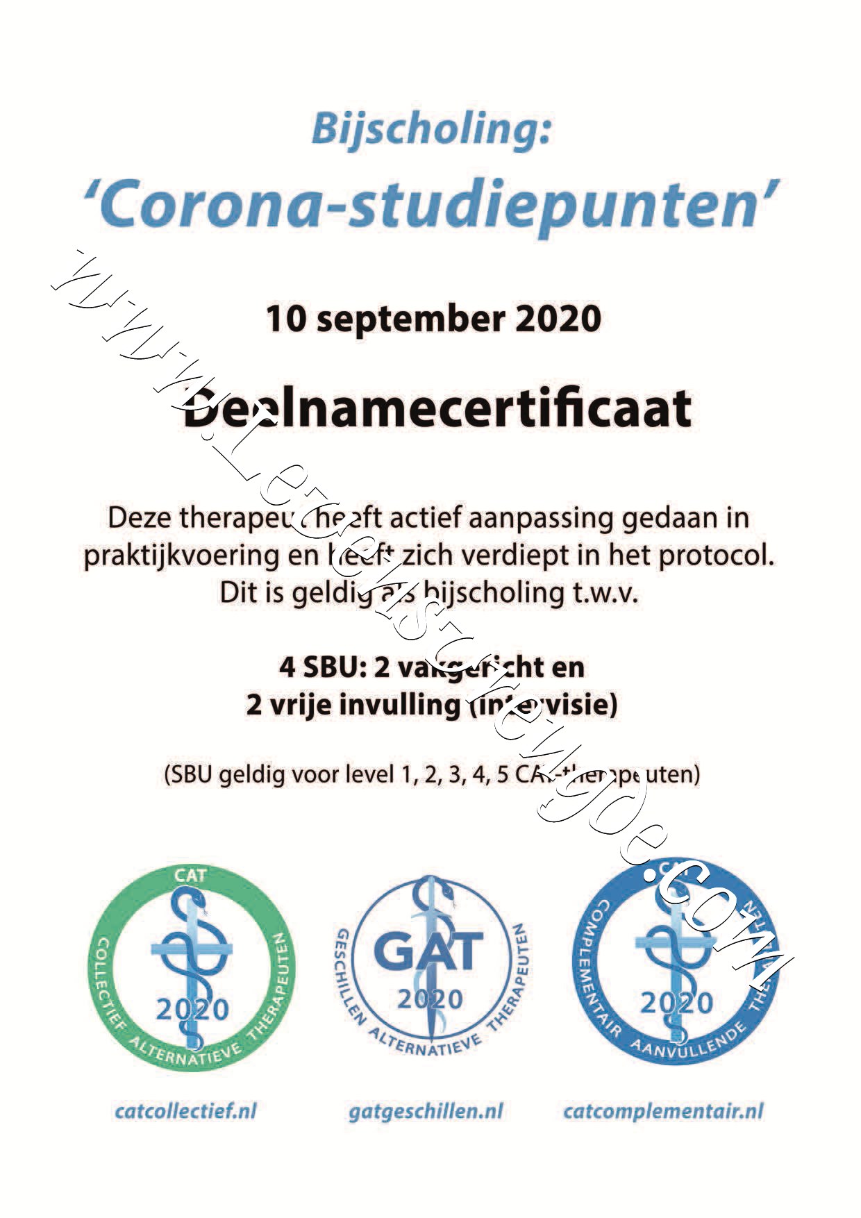 Bijscholing Corona - 4 SBU